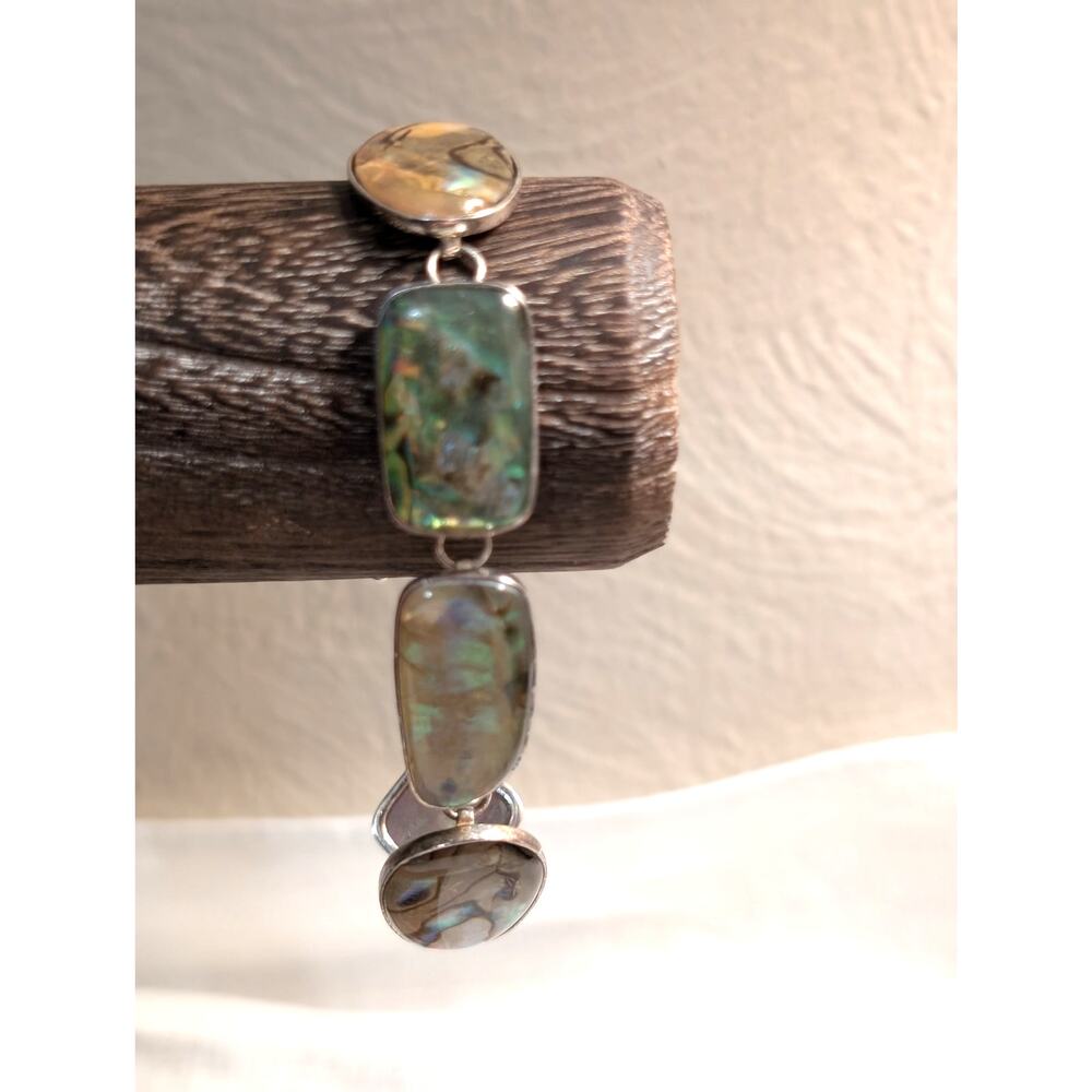 Sterling Silver Abalone Shell Toggle Bracelet - image 8